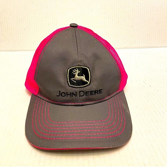 John Deere Pink And Gray Logo Baseball Adjustable Cap. - Picture 2 of 5